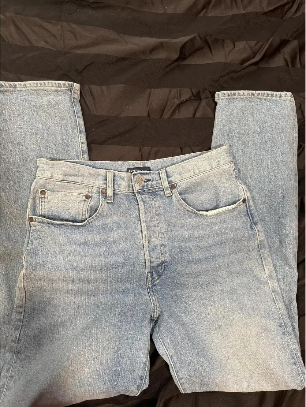 Levis Made & Crafted 501 Mens 30x32 Light Blue Distressed Jeans‎ Streetwear
